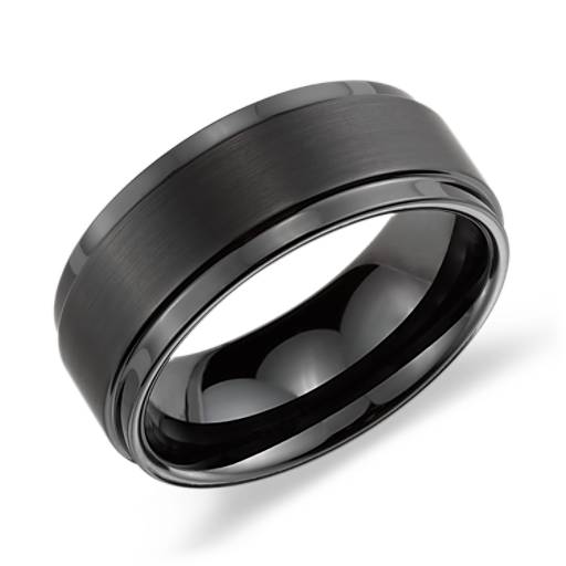 ATOP Brushed and Polished Comfort Fit Wedding Ring in Black Tungsten