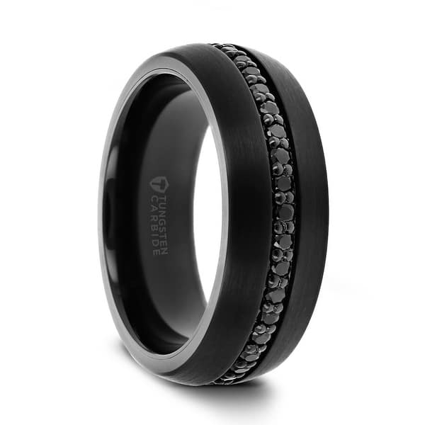 ATOP Black Tungsten | Comfort Fit | Wedding Ring Band with Black Sapphires